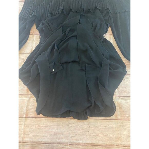 Eloquii Women's Black Long Sleeve Pleated Lace Trim Dress - 20 - Picture 12 of 14